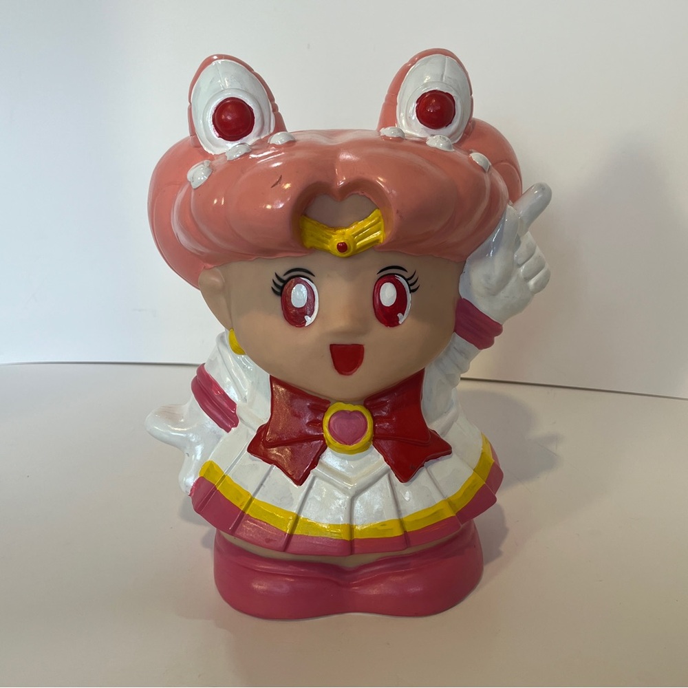 Rare Vintage 11" Sailor Chibi Moon Anime Piggy Money Bank Painted Pink Y2k 90s